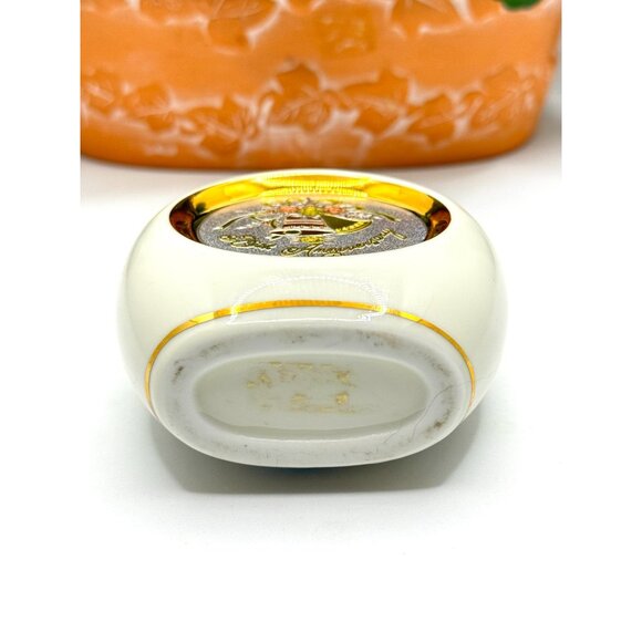 Vintage 50th Anniversary Vase 24K Gold Edged Art Of Chokin Made In Japan - Picture 3 of 6